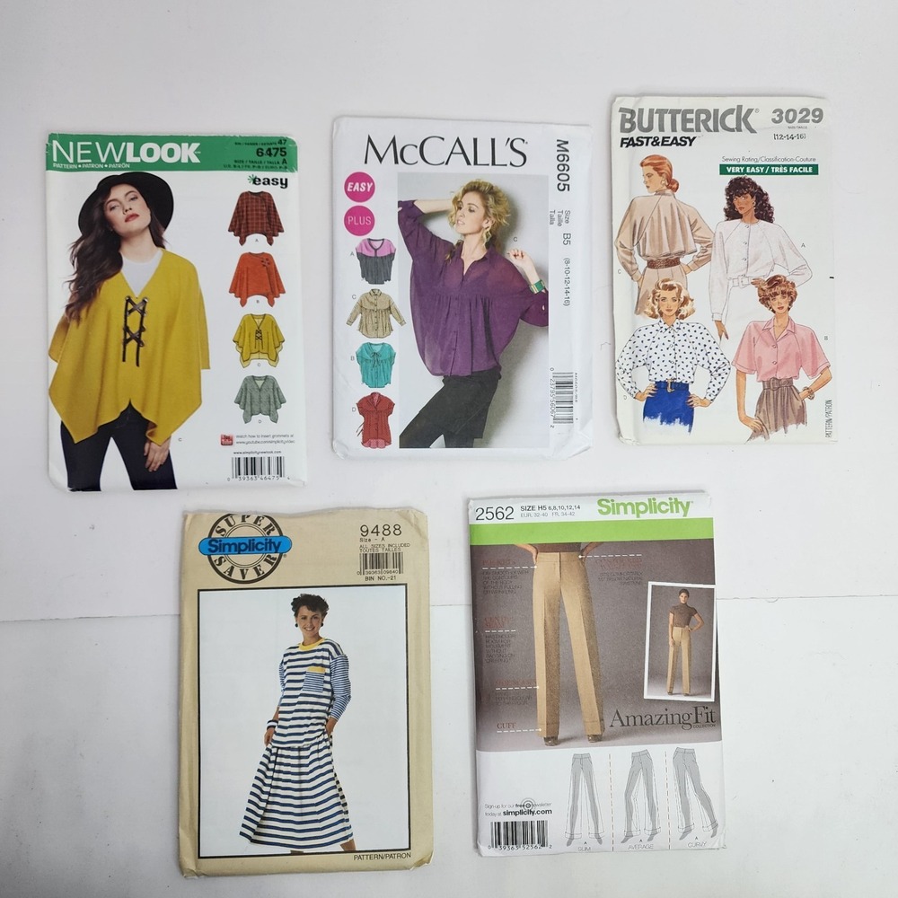Women's Uncut Clothing Patterns McCall's Newlook Butterick Simplicity - Lot of 5